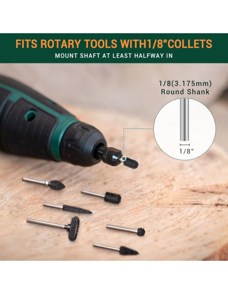 Burr Rotativo Nariz de Bola ToolTrek 3.175 mm Carburo Tungsteno