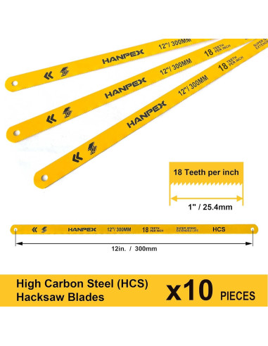 Cuchillas de Repuesto para Sierra de Arco Hanpex 30.48 cm 10 Piezas