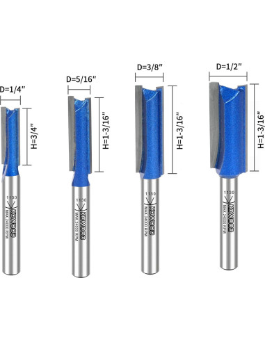 Juego de Brocas de Router KOWOOD Plus Doble Filo 6.35-12.7 mm