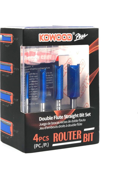 Juego de Brocas de Router KOWOOD Plus Doble Filo 6.35-12.7 mm