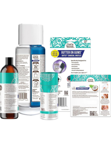 Kit de Cuidado Bucal GuruNanda Carbón 155ml - Blanqueador