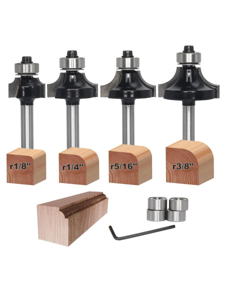 Juego de 4 Brocas Redondeadas Akylin Eje 1/4" (6.35mm)