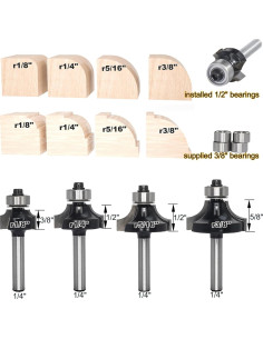 Juego de 4 Brocas Redondeadas Akylin Eje 1/4" (6.35mm) 2