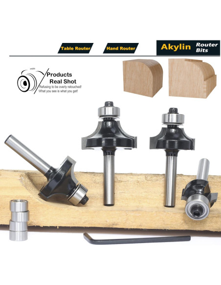 Juego de 4 Brocas Redondeadas Akylin Eje 1/4" (6.35mm)