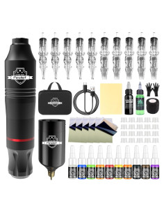 Kit de Tatuaje Completo Peslief con 10 Agujas y Tintas