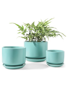 Set de 3 Macetas de Cerámica LE TAUCI 10.9-17.3 cm Aqua