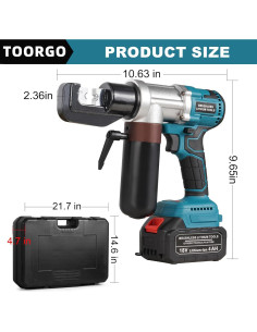 Crimpadora Eléctrica TOORGO MZS-70, 18V, 60KN, Kit Completo 2