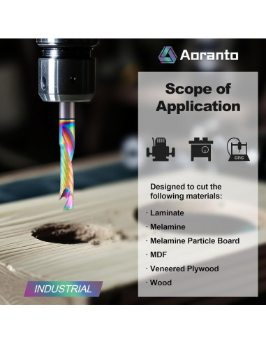 Fresa CNC Aoranto 1/4" Compresión Carburo 6.35mm x 25.4mm