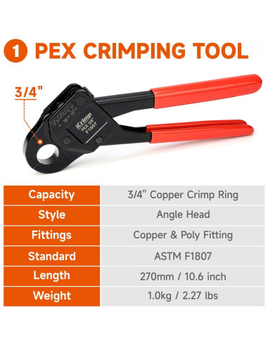 Kit de Herramientas de Crimpado PEX iCrimp IWS-1807CE 3 Piezas