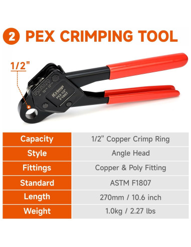 Kit de Herramientas de Crimpado PEX iCrimp IWS-1807CE 3 Piezas