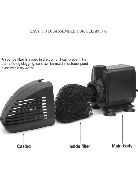 Bomba Sumergible COODIA 660GPH con Luz LED RGB y Filtro