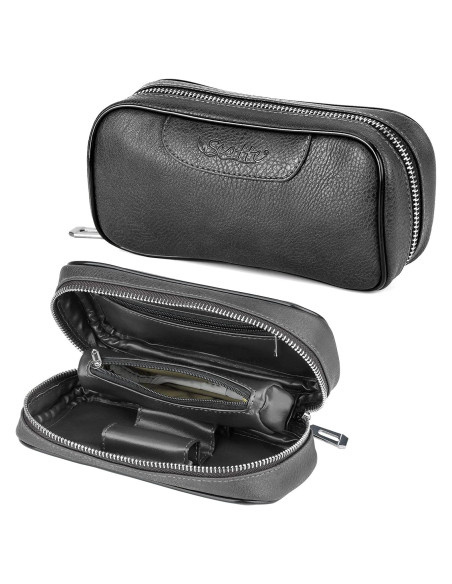 Funda de Cuero PU Scotte para 2 Pipás de Tabaco y Accesorios