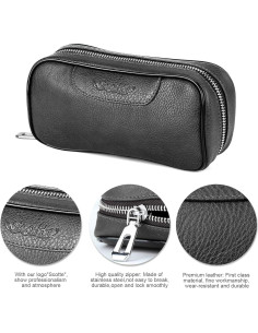 Funda de Cuero PU Scotte para 2 Pipás de Tabaco y Accesorios 2