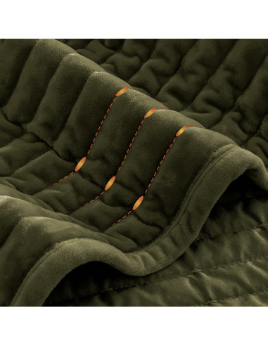 Colcha de Terciopelo SHALALA Queen Verde Militar 3 Piezas