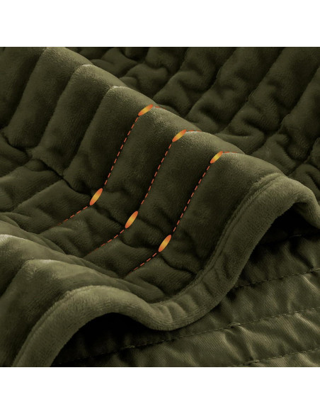 Colcha de Terciopelo SHALALA Queen Verde Militar 3 Piezas