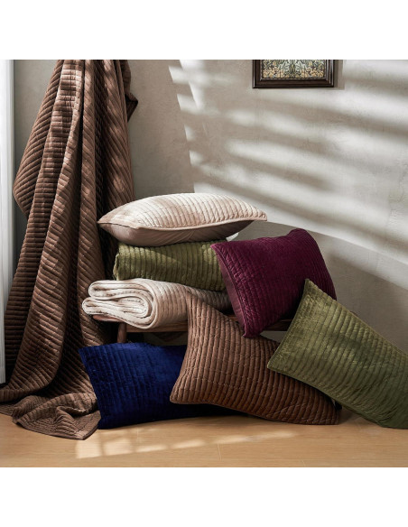 Colcha de Terciopelo SHALALA Queen Verde Militar 3 Piezas