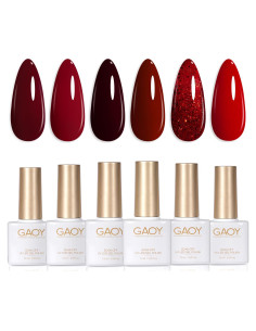 Set de 6 Esmaltes de Uñas en Gel GAOY Burdeos 7.3ml