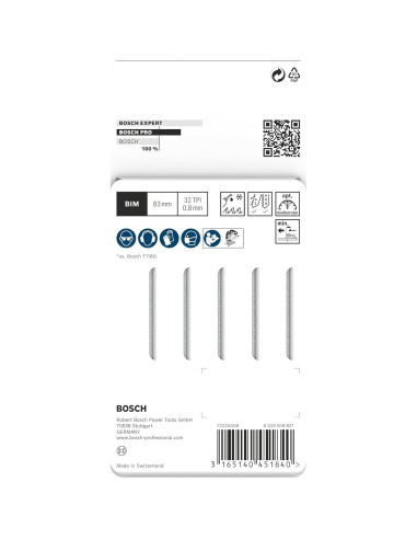 Hoja de Sierra de Calar Bosch T 118 Gfs 5 Piezas