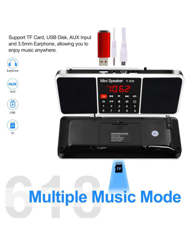 Altavoz Multimedia LEFON Y618 con Radio FM y Pantalla LED