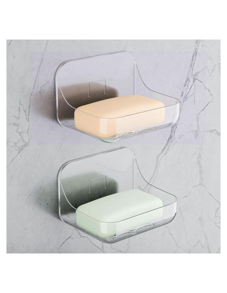 Plato de Jabón Acrílico Transparente FEPTUASE 2 Pcs Autodrenante