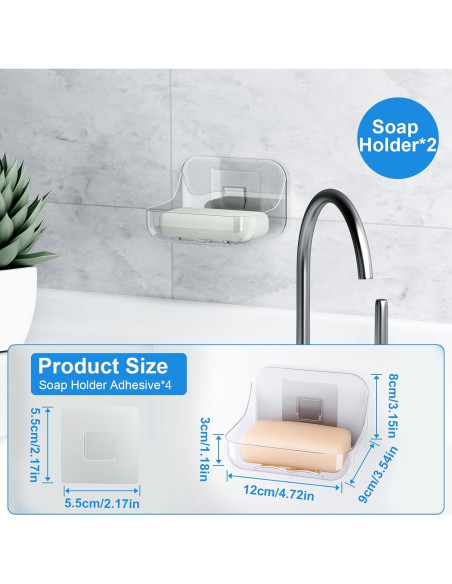 Plato de Jabón Acrílico Transparente FEPTUASE 2 Pcs Autodrenante