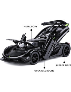 Coche de Juguete SASBSC 1:32 Metal con Luz y Sonido Negro 2