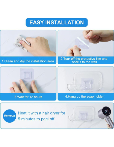 Plato de Jabón Acrílico Transparente FEPTUASE 2 Pcs Autodrenante