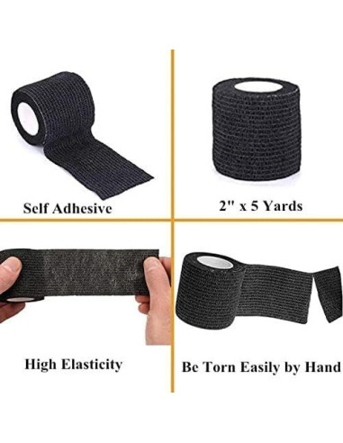 Cinta de Agarre Yuelong 12Pcs 5cm x 4.5m Negra Autoadhesiva
