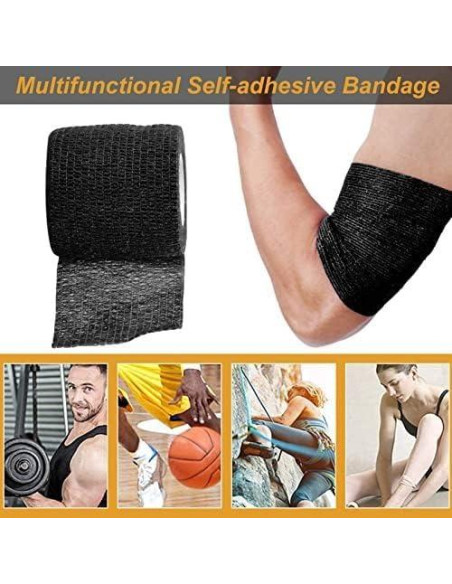 Cinta de Agarre Yuelong 12Pcs 5cm x 4.5m Negra Autoadhesiva