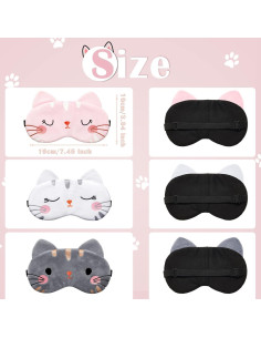 Haysandy Máscaras de Ojos para Dormir 3 Piezas Gato Suave 2