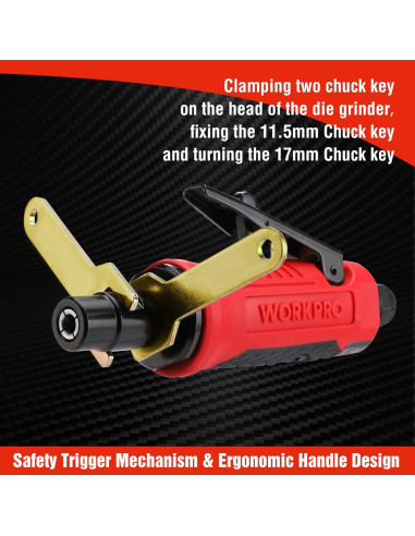 Die Grinder de Aire WORKPRO 1/4" Recto 25000RPM con Mordazas