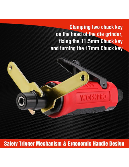 Die Grinder de Aire WORKPRO 1/4" Recto 25000RPM con Mordazas