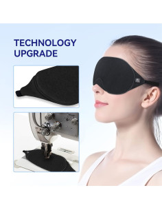 Mavogel Máscara de Sueño Algodón Negro con Tapones y Bolsa 2