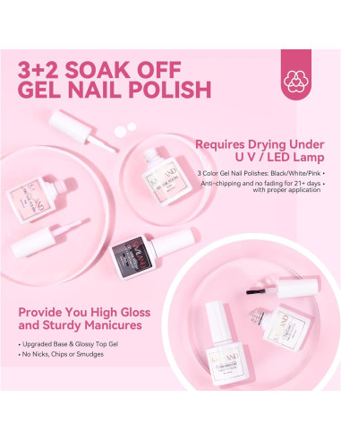 Kit de Uñas Acrílicas SAVILAND 92 Piezas con Lámpara UV