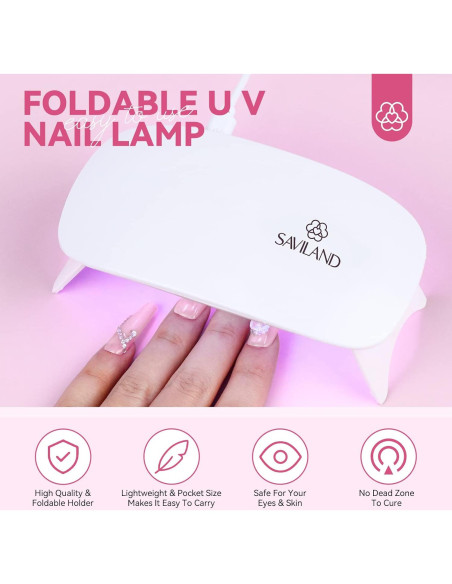 Kit de Uñas Acrílicas SAVILAND 92 Piezas con Lámpara UV