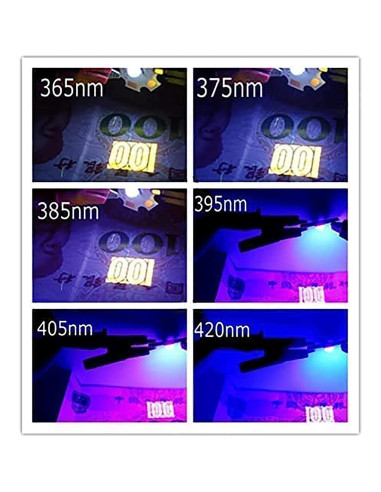 10 Lámparas LED Ultravioleta 3W TOPXCDZ 365nm 20mm PCB