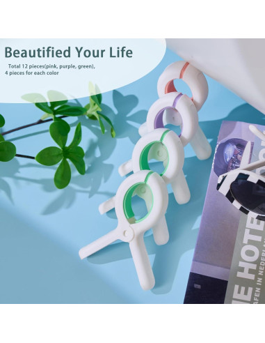 Pinzas para Toallas de Playa MKJFRME - Paquete de 12 Multicolor