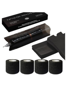 Cubiertas de Máquina de Tatuaje MIUXIA 200Pcs Negras + 4Cinta