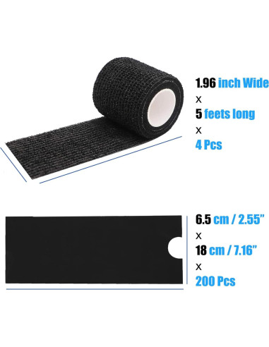 Cubiertas de Máquina de Tatuaje MIUXIA 200Pcs Negras + 4Cinta