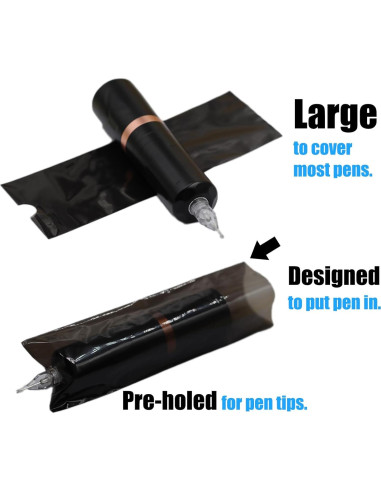 Cubiertas de Máquina de Tatuaje MIUXIA 200Pcs Negras + 4Cinta