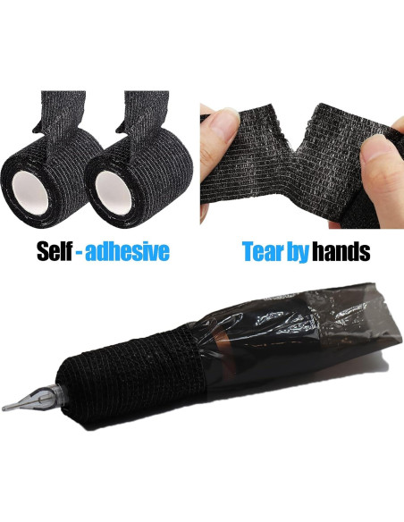 Cubiertas de Máquina de Tatuaje MIUXIA 200Pcs Negras + 4Cinta