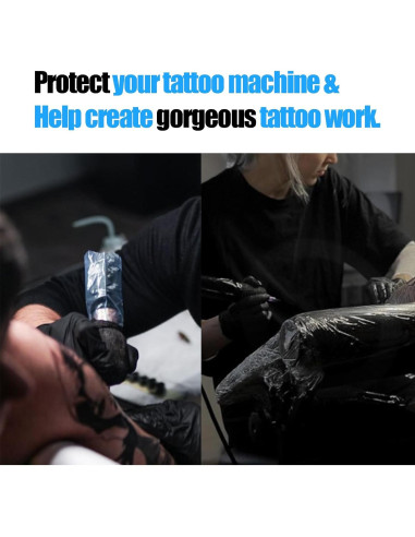 Cubiertas de Máquina de Tatuaje MIUXIA 200Pcs Negras + 4Cinta