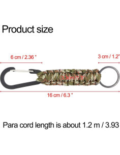 Juego de 5 Llaves de Paracord TIMGOU con Mosquetón 16x3cm 2