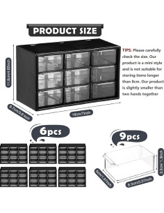 Organizador de Cajones Mini Amyhill 6 Pcs 9 Cajones Negro 2