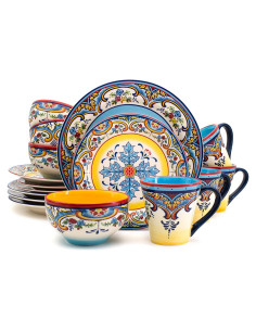 Set de Vajilla Euro Ceramica Zanzibar 16 Piezas Floral