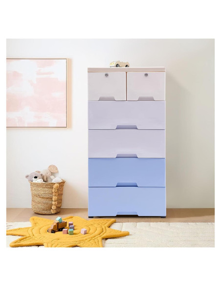 Cómoda de 6 Cajones BRICZUNA Azul Moderna de PP