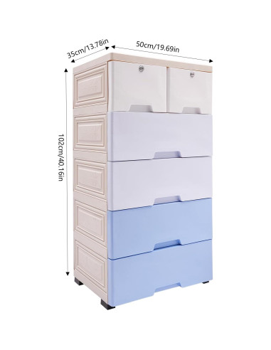 Cómoda de 6 Cajones BRICZUNA Azul Moderna de PP