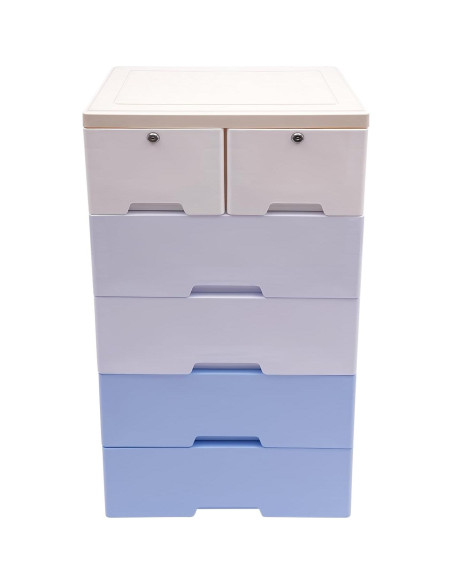 Cómoda de 6 Cajones BRICZUNA Azul Moderna de PP