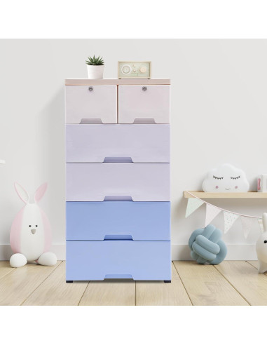 Cómoda de 6 Cajones BRICZUNA Azul Moderna de PP