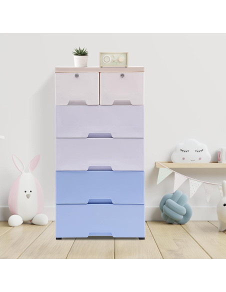 Cómoda de 6 Cajones BRICZUNA Azul Moderna de PP